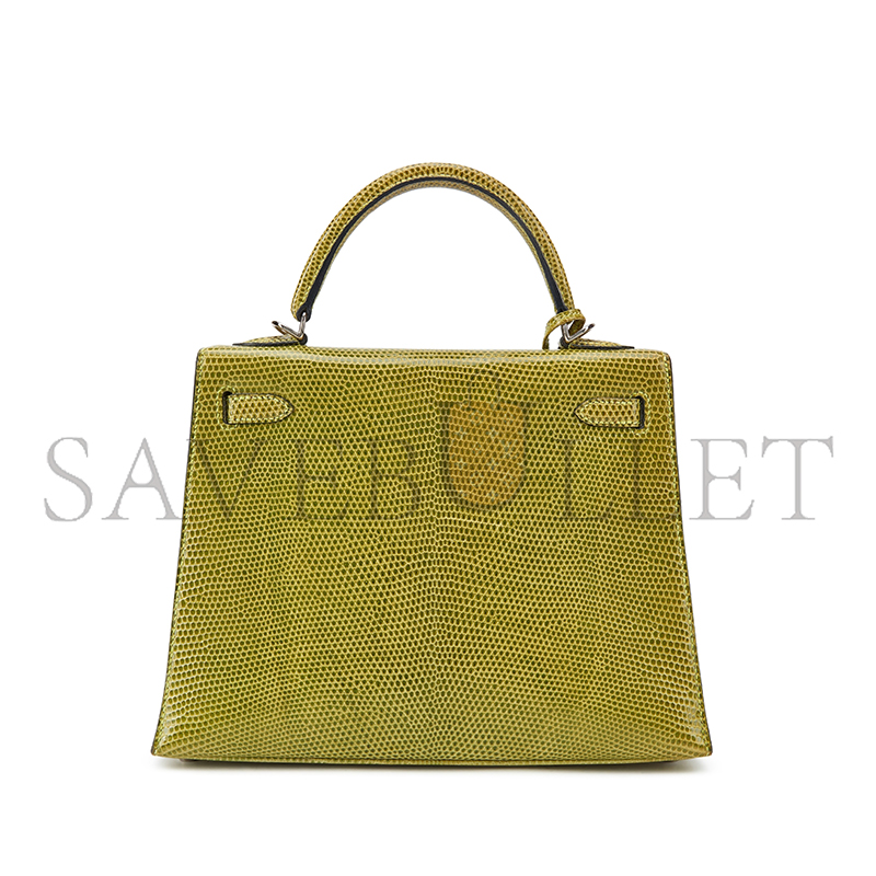 HERMÈS MASTER KELLY 28 LIZARD SKIN ANISE GREEN GOLD BUCKLE HARDWARE (28*22*10cm) 